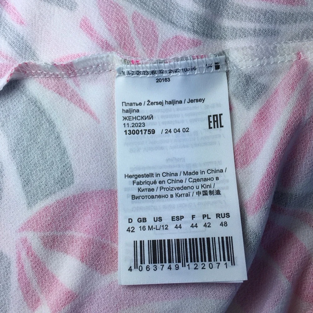 Olsen Pink Leaf Design Jersey Ruched Front Midi Dress Size Large - Picture 8 of 13